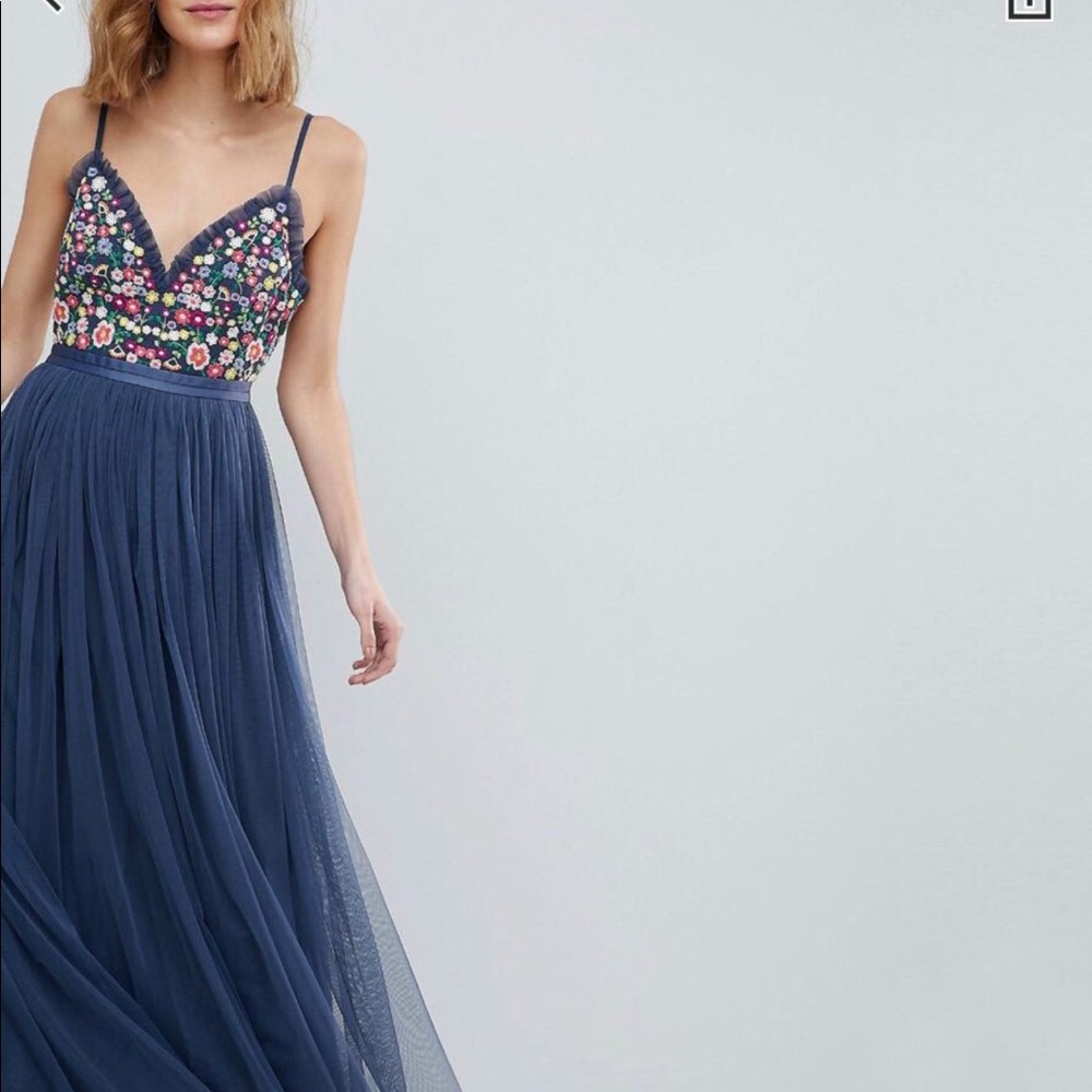 Needle and thread long blue dress